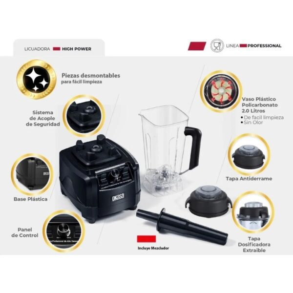 Licuadora profesional high power Dkasa 1800 w - Imagen 6