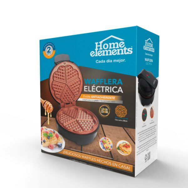 Waflera eléctrica antiadherente Home Elements - línea cobre - Imagen 3