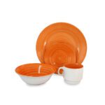 Vajilla ceramica blaker color naranja 16 piezas 4 puestos